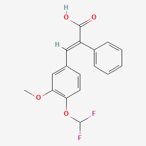 molecular formula C17H14F2O4 B15241626 (2E)-3-[4-(Difluoromethoxy)-3-methoxyphenyl]-2-phenylprop-2-enoic acid 