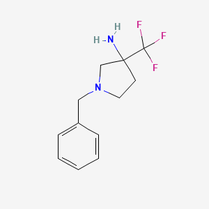 molecular formula C12H15F3N2 B1524173 1-Benzyl-3-trifluoromethyl-pyrrolidin-3-ylamine CAS No. 1260834-80-7