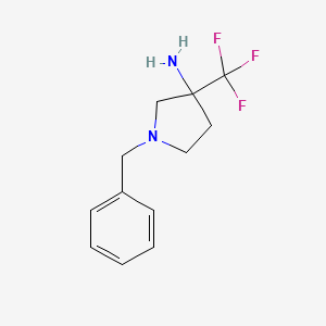 molecular formula C12H15F3N2 B1524173 1-Benzyl-3-(trifluoromethyl)pyrrolidin-3-amine CAS No. 1260834-80-7