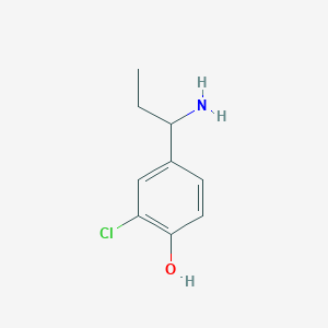 molecular formula C9H12ClNO B15241807 4-(1-Aminopropyl)-2-chlorophenol 