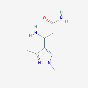 molecular formula C8H14N4O B15242048 3-Amino-3-(1,3-dimethyl-1H-pyrazol-4-yl)propanamide 