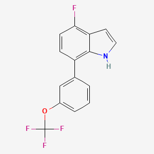 molecular formula C15H9F4NO B15242110 4-Fluoro-7-(3-(trifluoromethoxy)phenyl)indole 