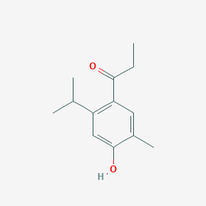 molecular formula C13H18O2 B15242131 1-[4-Hydroxy-5-methyl-2-(propan-2-YL)phenyl]propan-1-one 