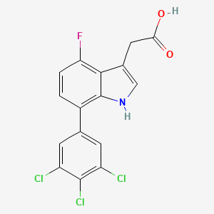 molecular formula C16H9Cl3FNO2 B15242159 4-Fluoro-7-(3,4,5-trichlorophenyl)indole-3-acetic acid 