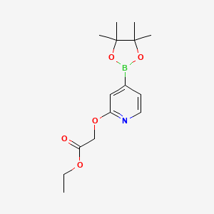 molecular formula C15H22BNO5 B15242223 Ethyl 2-((4-(4,4,5,5-tetramethyl-1,3,2-dioxaborolan-2-yl)pyridin-2-yl)oxy)acetate CAS No. 1346697-35-5