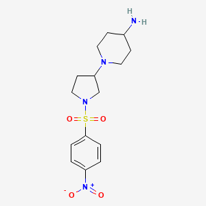 molecular formula C15H22N4O4S B15242249 1-[1-(4-Nitrobenzenesulfonyl)pyrrolidin-3-yl]piperidin-4-amine 