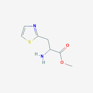 molecular formula C7H10N2O2S B15242288 2-Amino-3-thiazol-2-ylpropionic acid methyl ester 