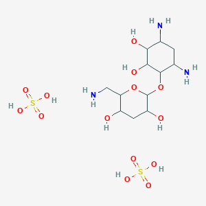 molecular formula C12H29N3O14S2 B15242326 2-(Aminomethyl)-6-(4,6-diamino-2,3-dihydroxycyclohexyl)oxyoxane-3,5-diol;sulfuric acid 