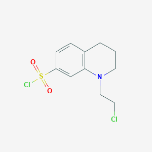 molecular formula C11H13Cl2NO2S B15242338 1-(2-Chloroethyl)-1,2,3,4-tetrahydroquinoline-7-sulfonyl chloride 