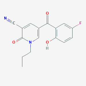 molecular formula C16H13FN2O3 B15242538 5-(5-Fluoro-2-hydroxybenzoyl)-2-oxo-1-propyl-1,2-dihydropyridine-3-carbonitrile 