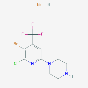 molecular formula C10H11Br2ClF3N3 B1524254 1-(5-Bromo-6-chloro-4-(trifluoromethyl)pyridin-2-yl)piperazine hydrobromide CAS No. 1208081-40-6