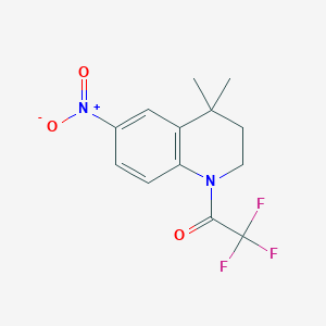 molecular formula C13H13F3N2O3 B15242607 1-(4,4-Dimethyl-6-nitro-3,4-dihydroquinolin-1(2H)-yl)-2,2,2-trifluoroethanone 