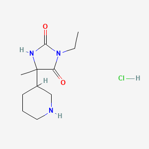 molecular formula C11H20ClN3O2 B15242753 3-Ethyl-5-methyl-5-(piperidin-3-yl)imidazolidine-2,4-dione hydrochloride CAS No. 1432680-89-1