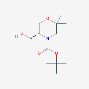 molecular formula C12H23NO4 B1524276 (R)-4-Boc-5-Hydroxymethyl-2,2-dimethyl-morpholine CAS No. 1263078-13-2