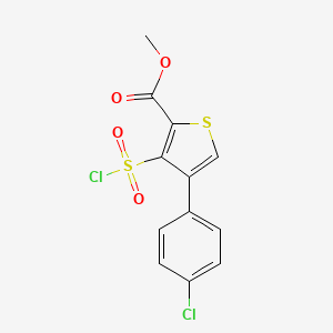 molecular formula C12H8Cl2O4S2 B1524281 Methyl 4-(4-chlorophenyl)-3-(chlorosulfonyl)thiophene-2-carboxylate CAS No. 1291486-73-1