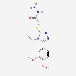 molecular formula C14H19N5O3S B15242957 2-{[5-(3,4-dimethoxyphenyl)-4-ethyl-4H-1,2,4-triazol-3-yl]sulfanyl}acetohydrazide 