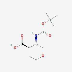 molecular formula C11H19NO5 B1524296 cis-3-Boc-Amino-tetrahydropyran-4-carboxylic acid CAS No. 1006891-33-3