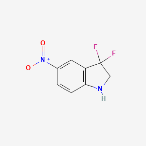 molecular formula C8H6F2N2O2 B15242964 3,3-Difluoro-5-nitro-indoline 