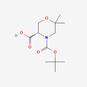 molecular formula C12H21NO5 B1524297 (S)-4-(tert-Butoxycarbonyl)-6,6-dimethylmorpholine-3-carboxylic acid CAS No. 783349-78-0