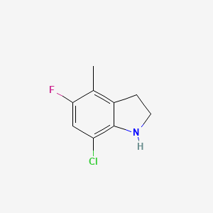 molecular formula C9H9ClFN B15243013 7-chloro-5-fluoro-4-methyl-2,3-dihydro-1H-indole 