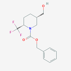 molecular formula C15H18F3NO3 B15243068 Cis-benzyl 5-(hydroxymethyl)-2-(trifluoromethyl)piperidine-1-carboxylate 