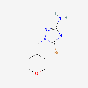 molecular formula C8H13BrN4O B15243080 5-Bromo-1-[(oxan-4-yl)methyl]-1H-1,2,4-triazol-3-amine 