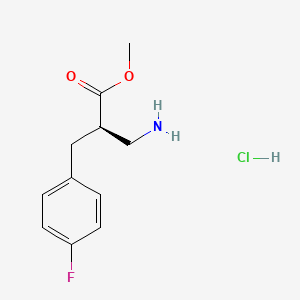 molecular formula C11H15ClFNO2 B15243115 (R)-Methyl3-amino-2-(4-fluorobenzyl)propanoatehydrochloride 