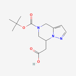 molecular formula C13H19N3O4 B15243384 2-(5-(tert-Butoxycarbonyl)-4,5,6,7-tetrahydropyrazolo[1,5-a]pyrazin-7-yl)acetic acid 