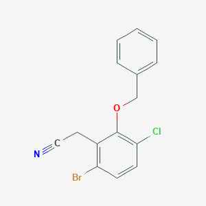 molecular formula C15H11BrClNO B15243427 2-(2-(Benzyloxy)-6-bromo-3-chlorophenyl)acetonitrile 