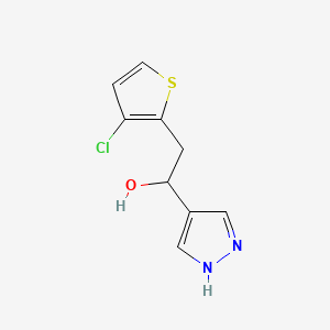 molecular formula C9H9ClN2OS B15243438 2-(3-chlorothiophen-2-yl)-1-(1H-pyrazol-4-yl)ethan-1-ol 