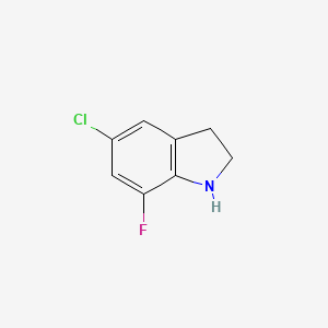 molecular formula C8H7ClFN B15243474 5-Chloro-7-fluoroindoline 