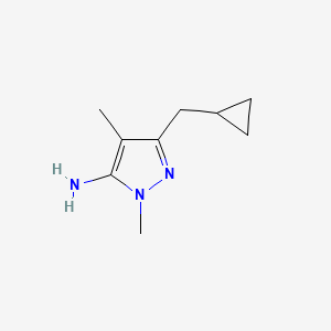 molecular formula C9H15N3 B15243513 3-(Cyclopropylmethyl)-1,4-dimethyl-1H-pyrazol-5-amine 