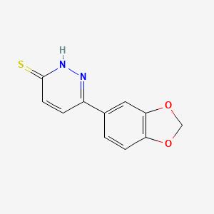 molecular formula C11H8N2O2S B1524358 6-(1,3-苯并二氧杂环-5-基)嘧啶并嗪-3(2H)-硫酮 CAS No. 1225539-48-9