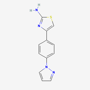 molecular formula C12H10N4S B1524425 4-[4-(1H-pyrazol-1-yl)phenyl]-1,3-thiazol-2-amine CAS No. 1311313-66-2