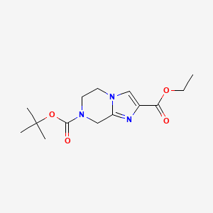 molecular formula C14H21N3O4 B1524435 7-叔丁基 2-乙基 5,6-二氢咪唑并[1,2-A]哒嗪-2,7(8H)-二羧酸酯 CAS No. 1053656-22-6