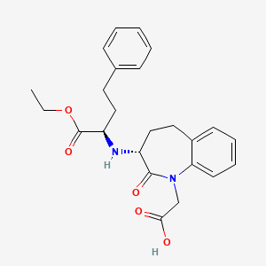 molecular formula C24H28N2O5 B1524451 1H-1-Benzazepine-1-acetic acid, 3-((1-(ethoxycarbonyl)-3-phenylpropyl)amino)-2,3,4,5-tetrahydro-2-oxo- CAS No. 98626-50-7