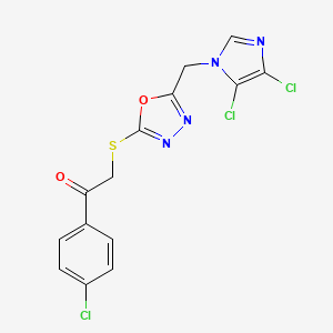 1-(4-Chlorophenyl)-2-((5-((4,5-dichloro-1H-imidazol-1-yl)methyl)-1,3,4-oxadiazol-2-yl)thio)ethanone