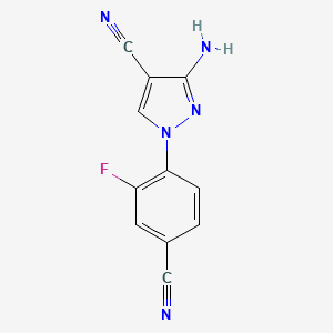 molecular formula C11H6FN5 B1524469 3-amino-1-(4-cyano-2-fluorophenyl)-1H-pyrazole-4-carbonitrile CAS No. 1311314-05-2