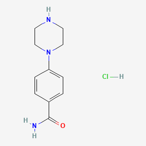 molecular formula C11H16ClN3O B1524488 4-(Piperazin-1-yl)benzamide hydrochloride CAS No. 1235488-40-0