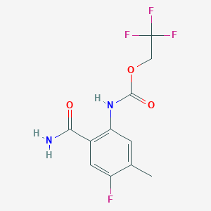 molecular formula C11H10F4N2O3 B1524498 2,2,2-trifluoroethyl N-(2-carbamoyl-4-fluoro-5-methylphenyl)carbamate CAS No. 1334148-88-7