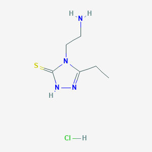 molecular formula C6H13ClN4S B1524526 4-(2-氨基乙基)-5-乙基-4H-1,2,4-三唑-3-硫醇盐酸盐 CAS No. 1354953-12-0