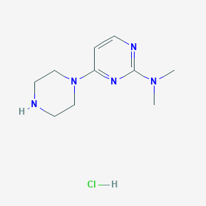 molecular formula C10H18ClN5 B1524545 N,N-dimethyl-4-(piperazin-1-yl)pyrimidin-2-amine hydrochloride CAS No. 1334148-62-7