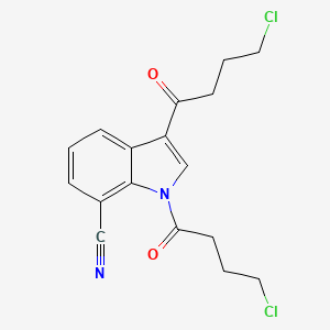 molecular formula C17H16Cl2N2O2 B15245485 1,3-Bis(4-chlorobutanoyl)-1H-indole-7-carbonitrile 