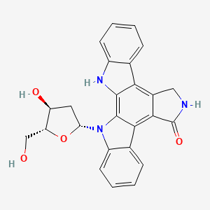 molecular formula C25H21N3O4 B15245537 13-((2R,4S,5R)-4-Hydroxy-5-(hydroxymethyl)tetrahydrofuran-2-yl)-6,7,12,13-tetrahydro-5H-indolo[2,3-a]pyrrolo[3,4-c]carbazol-5-one 