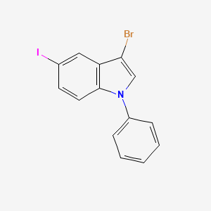 molecular formula C14H9BrIN B15245595 3-Bromo-5-iodo-1-phenyl-1H-indole 