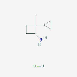 molecular formula C8H16ClN B15245618 2-Cyclopropyl-2-methylcyclobutanamine hydrochloride 