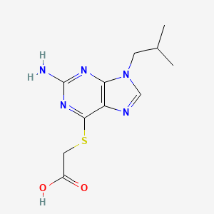 molecular formula C11H15N5O2S B15245650 {[2-amino-9-(2-methylpropyl)-9H-purin-6-yl]sulfanyl}acetic acid CAS No. 91338-68-0