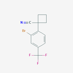 molecular formula C12H9BrF3N B15245670 1-(2-Bromo-4-(trifluoromethyl)phenyl)cyclobutanecarbonitrile 