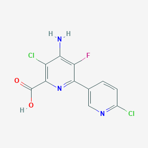 molecular formula C11H6Cl2FN3O2 B15245755 4-Amino-5,6'-dichloro-3-fluoro-[2,3'-bipyridine]-6-carboxylic acid 