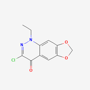 molecular formula C11H9ClN2O3 B15245793 3-Chloro-1-ethyl-7H-[1,3]dioxolo[4,5-g]cinnolin-4(1H)-one CAS No. 91661-76-6